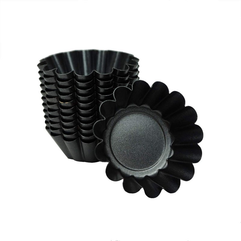Proshopping 12 Pack Mini Tart Pan, Non-stick Carbon Steel Tart Molds, Pie Mould, Muffin Cupcake Pudding Maker - for Pies, Chinese Tart, Cakes (Size 2.6"x0.9") - Image 1
